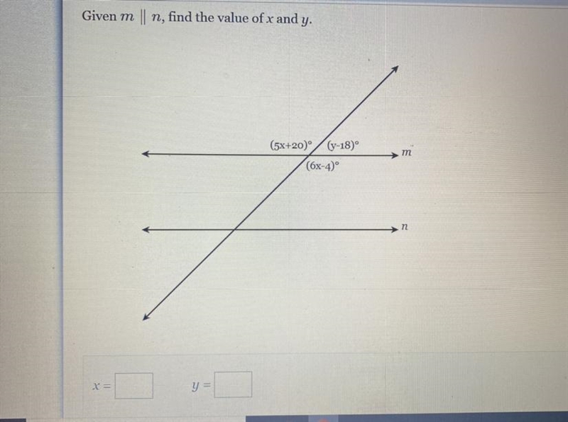 Given m n, find the value of x and y-example-1