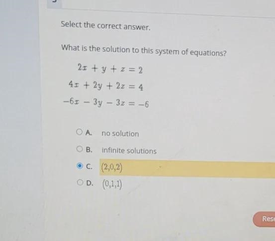 3 Select the correct answer. What is the solution to this system of equations? 2.1 + y-example-1