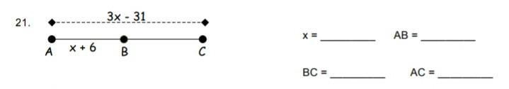 21. A x+6 3x-31 B X = BC = AB= AC =​-example-1