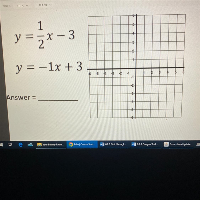 Please helppp!!!!! Graph the following systems of equations. Then state the answer-example-1