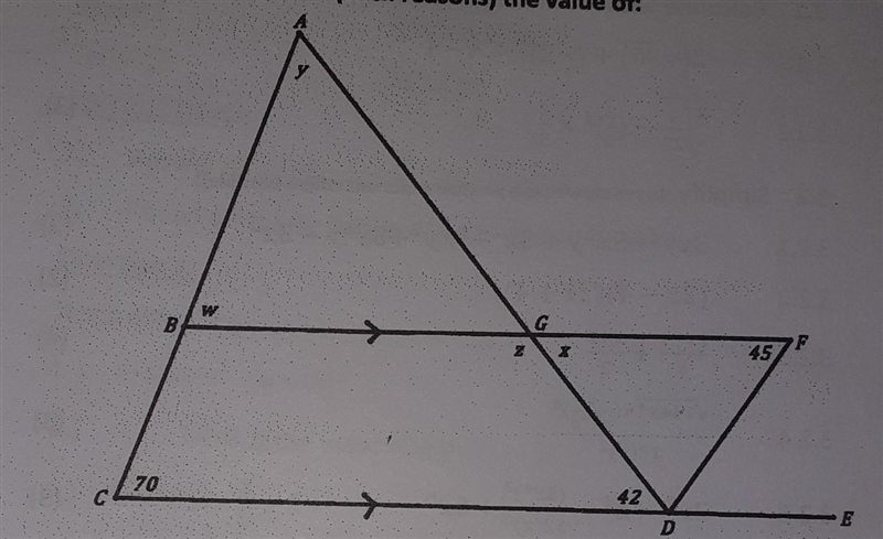 Find the value of w and x​-example-1