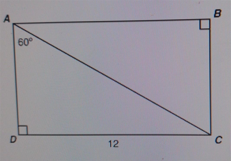 rectangle ABCD shown below with dimensions given in units.what is AC in units?A) 8√3B-example-1