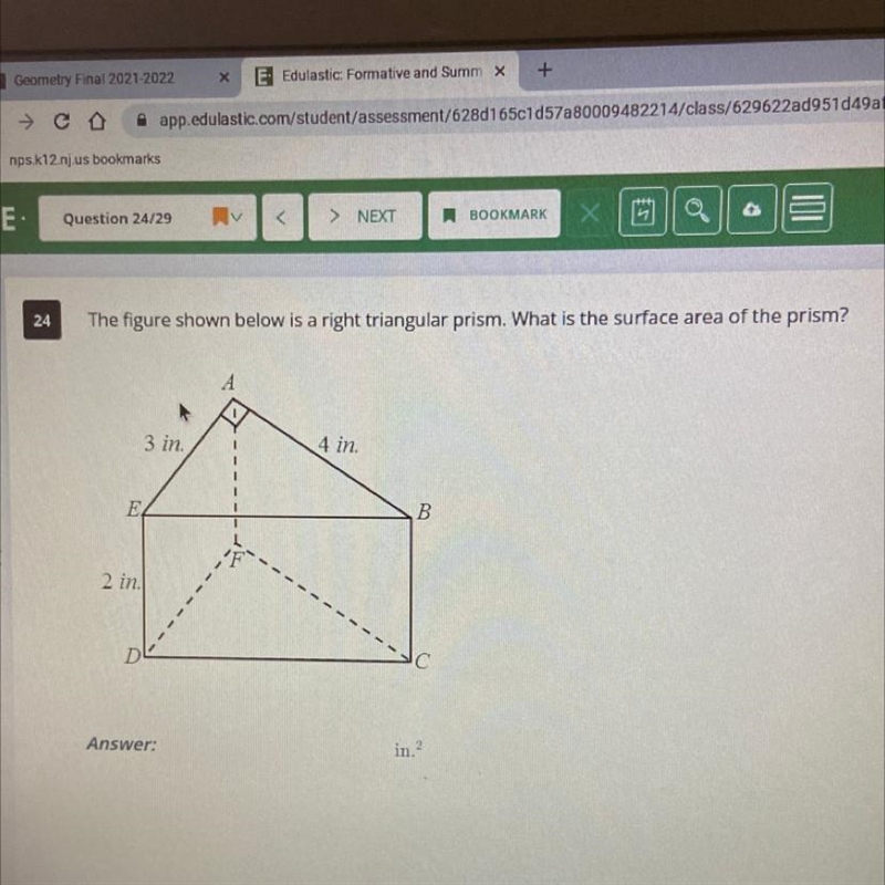 The figure shown below is a right triangular prism .what is the surface of the prism-example-1