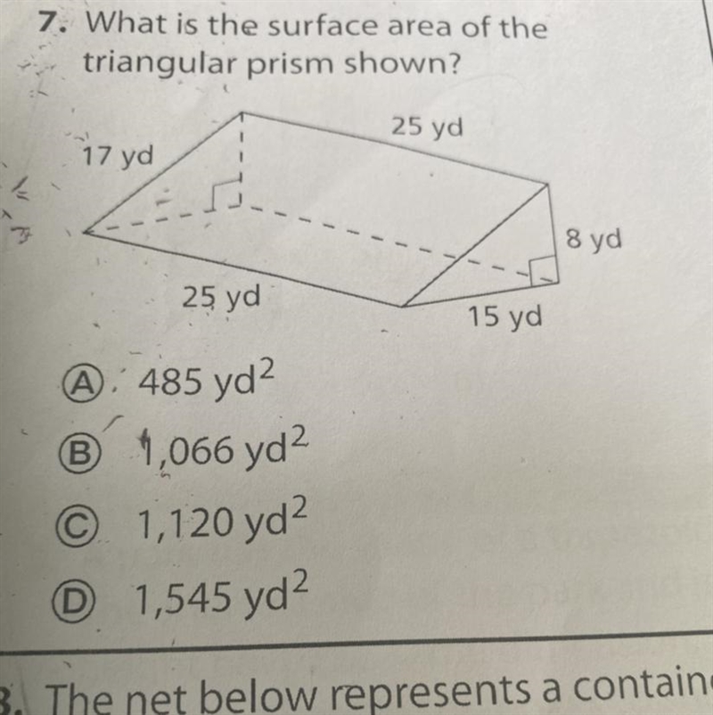 What is the surface area of the triangular prism shown?-example-1