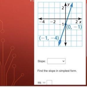 literally anybody help me please!! all you have to do is find the slope on the graph-example-1