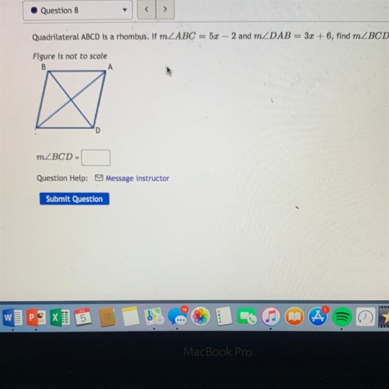 GEOMETRY!!! PLS HELPP!! Quadrilateral ABCD is a rhombus.-example-1