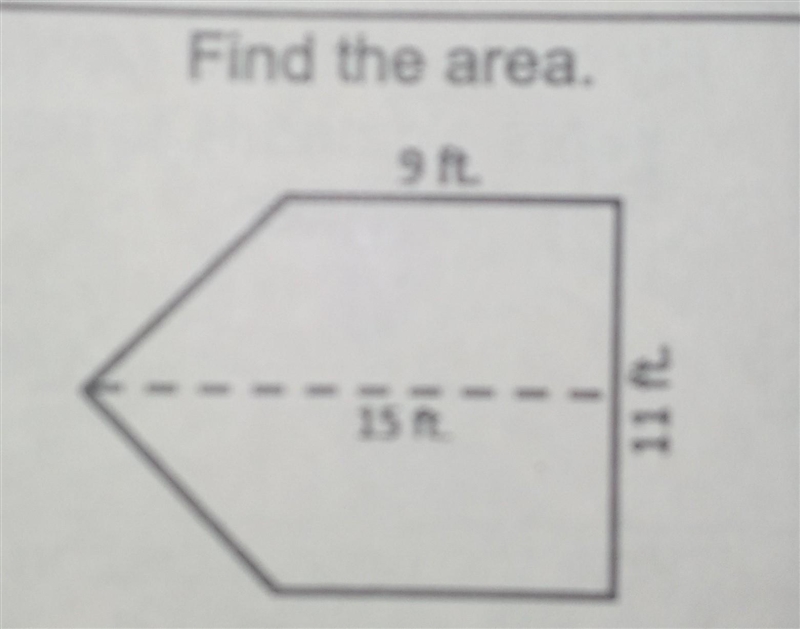 Find the area 9ft 11ft 15ft​-example-1