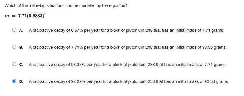 Which of the following situations can be modeled by the equation?-example-1