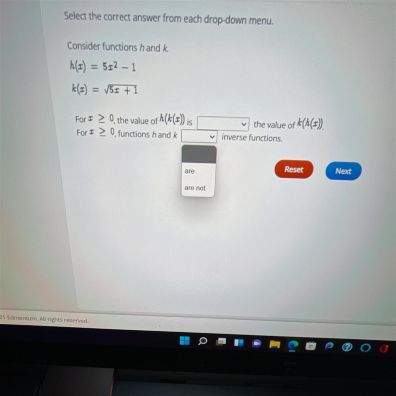 Select the correct answer from each drop-down menu.In the first box it’s either (equal-example-1