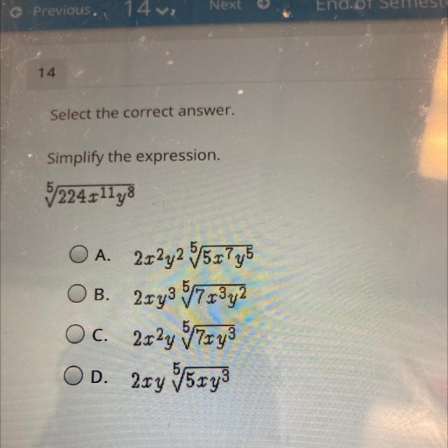 Select the correct answer. Simplify the expression. 5224x1148-example-1