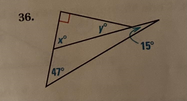 Fine the value of x and y-example-1