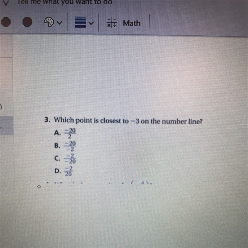 3. Which point is closest to -3 on the number line?-example-1