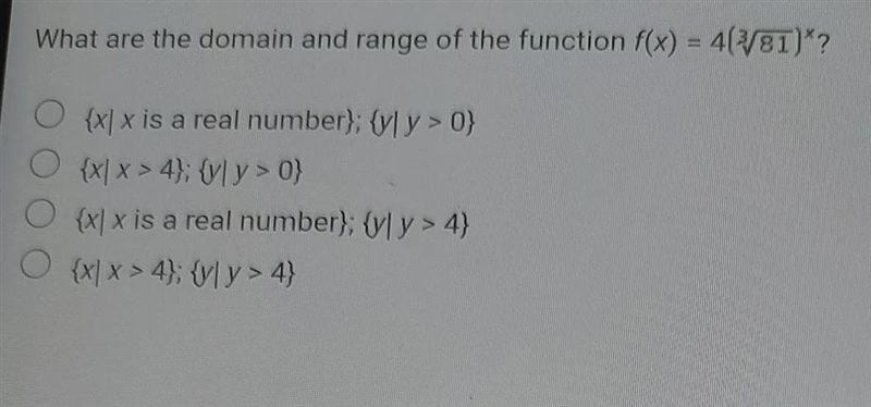 What are the domain and range of the functions f(x)==4(³.)-example-1