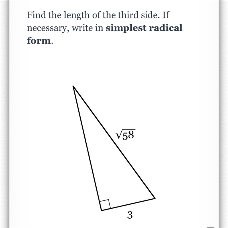 Find the length of the third side. If necessary, write in simplest radical form.-example-1