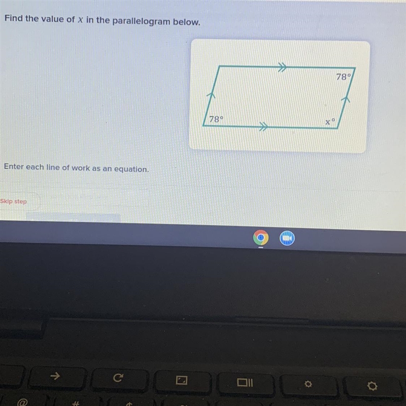 Find the value of x in the parallelogram below.-example-1