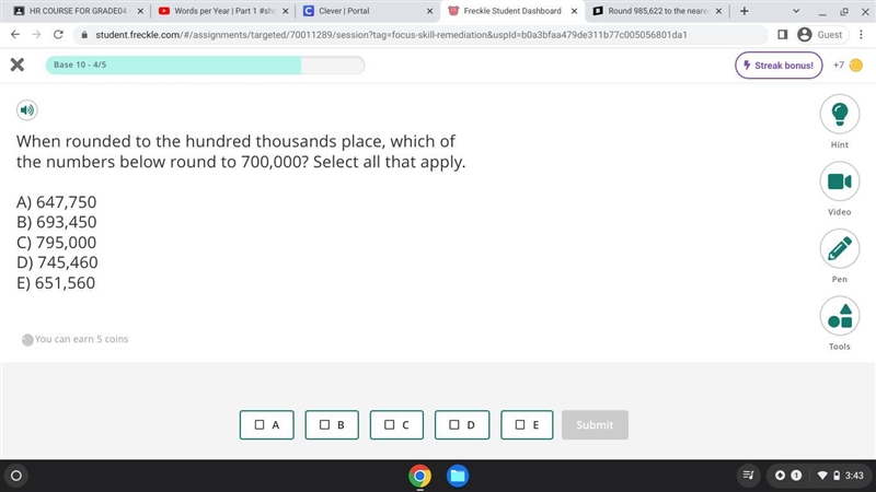 When rounded to the hundred thousands place, which numbers will round up too 700,000?-example-1