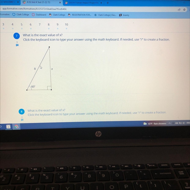 What is the exact value of x? Click the keyboard icon to type your answer using the-example-1