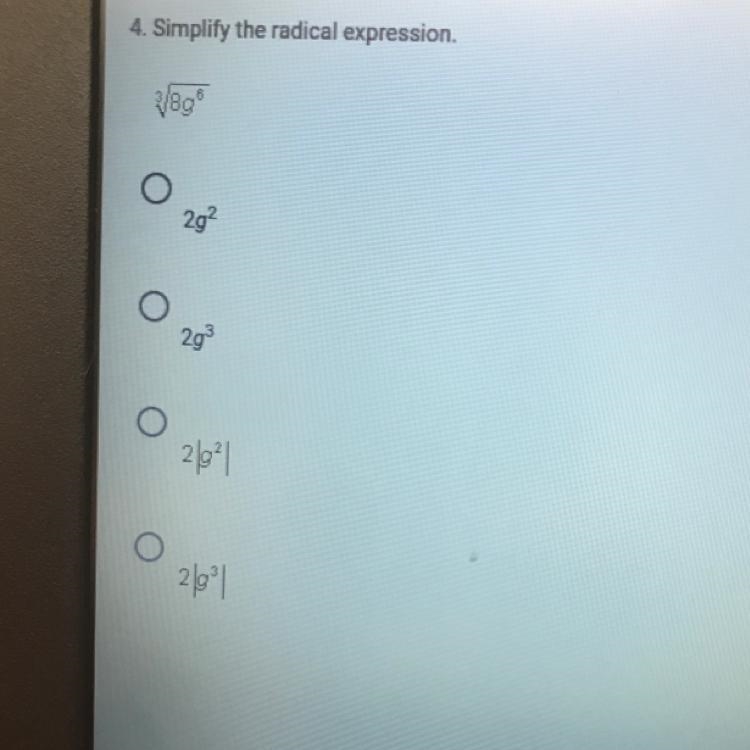 4. Simplify the radical expression.-example-1