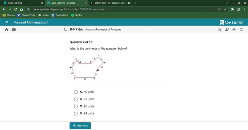 What is the area of the nonagon given below? Please explain how you got the answer-example-1