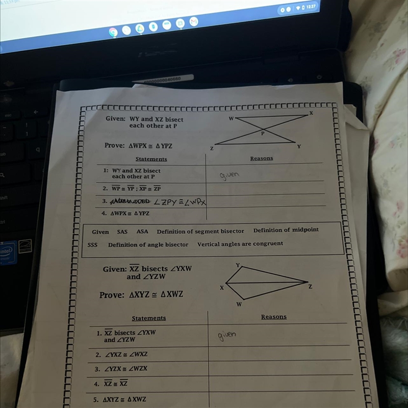 Given: XZ bisects ZYXW and ZYZW Prove: AXYZ 2 AXWZ-example-1