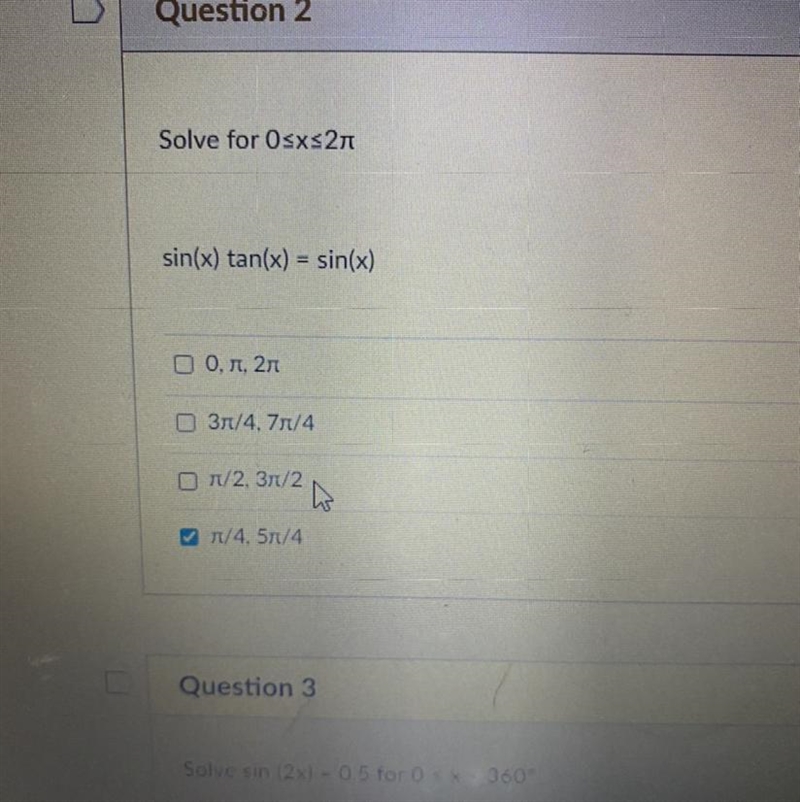 Solve for O sin(x) tan(x)= sin(x)-example-1