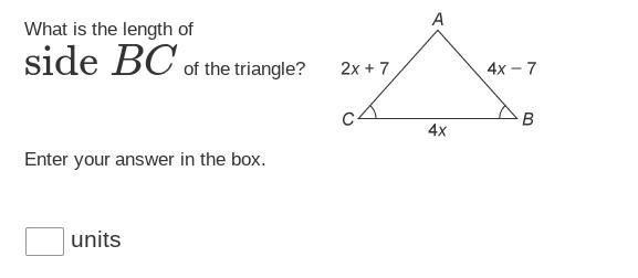 What is the length of side BC of the triangle? Enter your answer in the box.-example-1