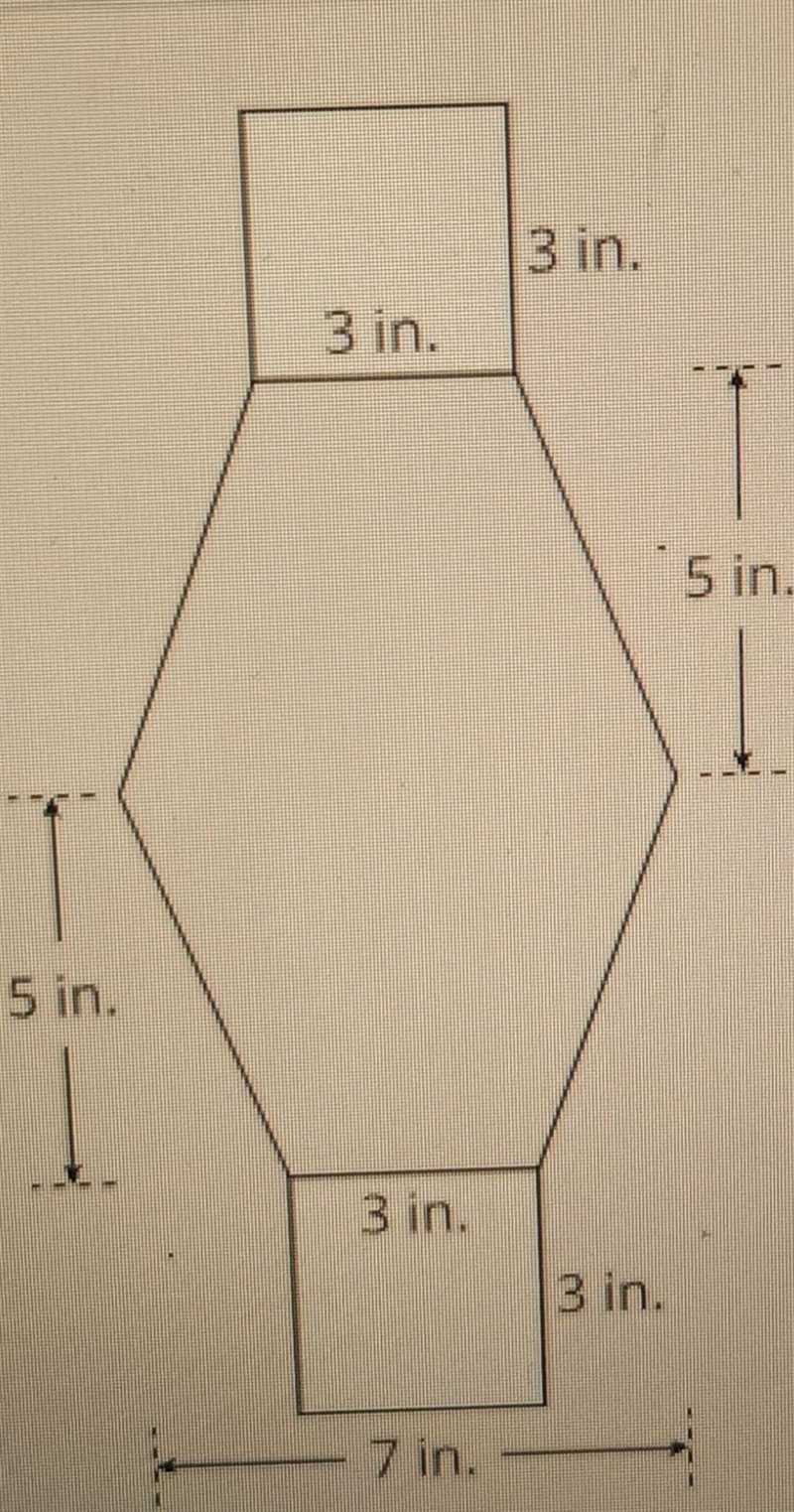 What is the area of the figure below? (figure shown in picture) A. 48 in.² B. 88 in-example-1