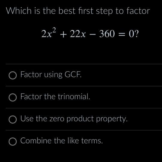 Which is the best first step to factor….?-example-1