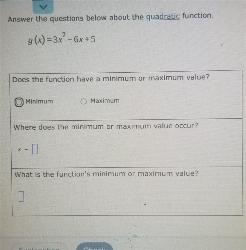 Answer the questions below about the quadratic function. g(x) = 3x ^ 2 - 6x + 5-example-1