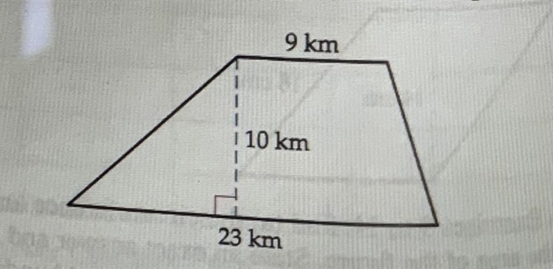 A township is in the shape of a trapezoid with a height of 10 km and bases measuring-example-1