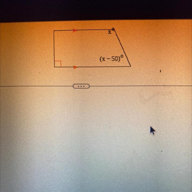 Find the value of x. Then find the measure of each labeled angle. (x-50)°-example-1