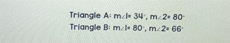 What are the Missing Angles? Are these triangles the similar or Not similar?-example-1