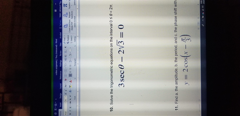 Solve the trig equation on the interval 0 \leqslant theta \: \ \textless \ 2\pi3 sec-example-1