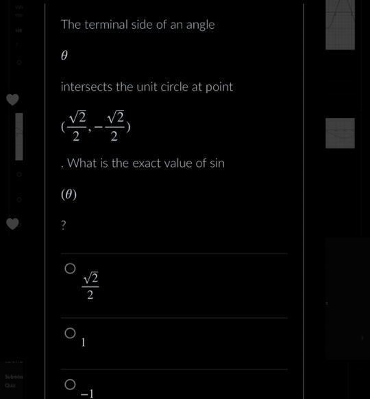 The terminal side of an angle intersects the unit circle at point-example-1