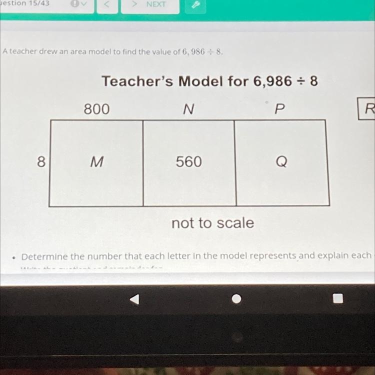 The rest says• Determine the number that each letter in the model represents and explain-example-1