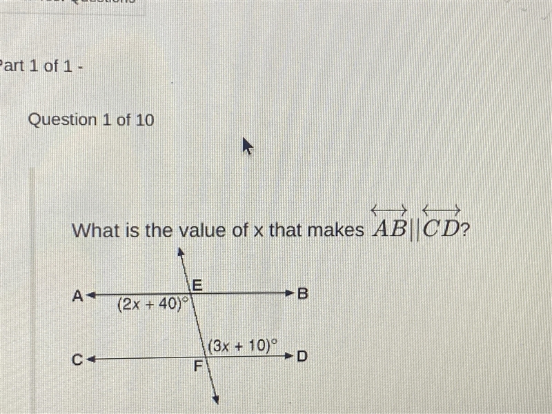 What is the value of x that makes AB |I CD?-example-1