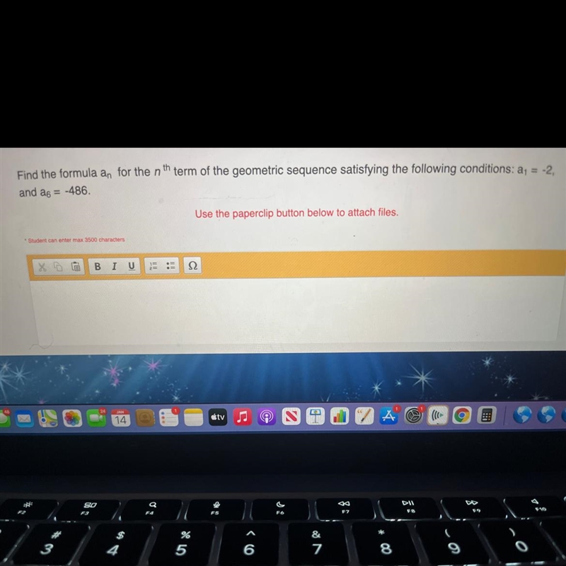 Find the formula an for the nth term of the geometric sequence satisfying the following-example-1