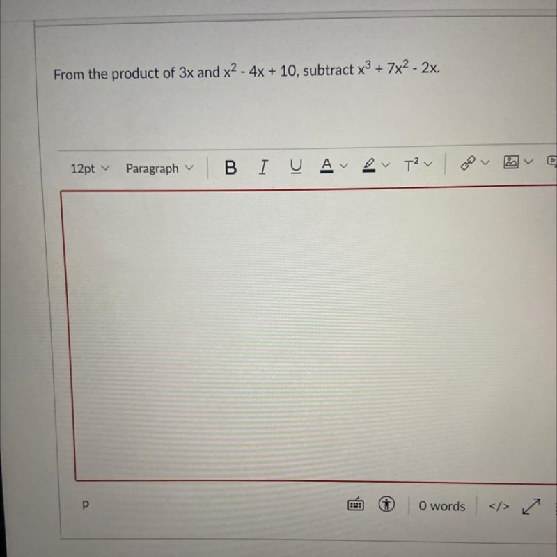 Find the product of 3x and x^2-4x+10 subtract x^3+7x^2-2x-example-1