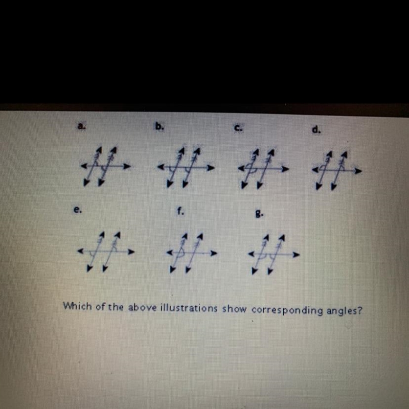 Which ones show corresponding angles?-example-1