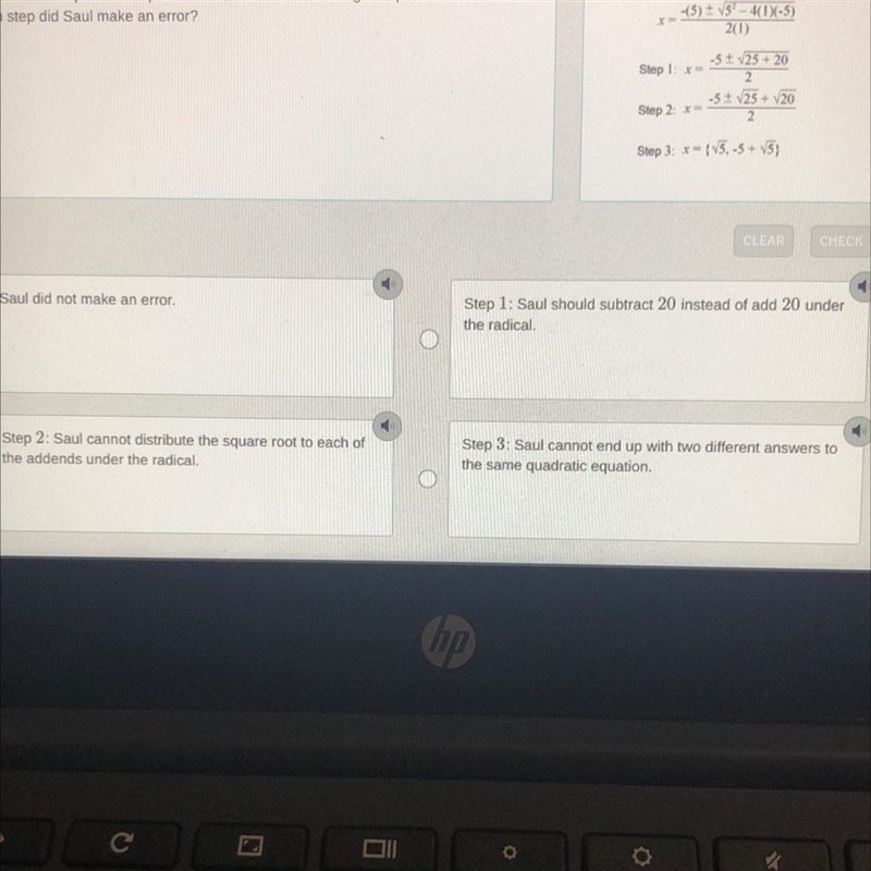 Saul solves the quadratic equation x^2 + 5x - 5=0 using the quadratic formula. In-example-1