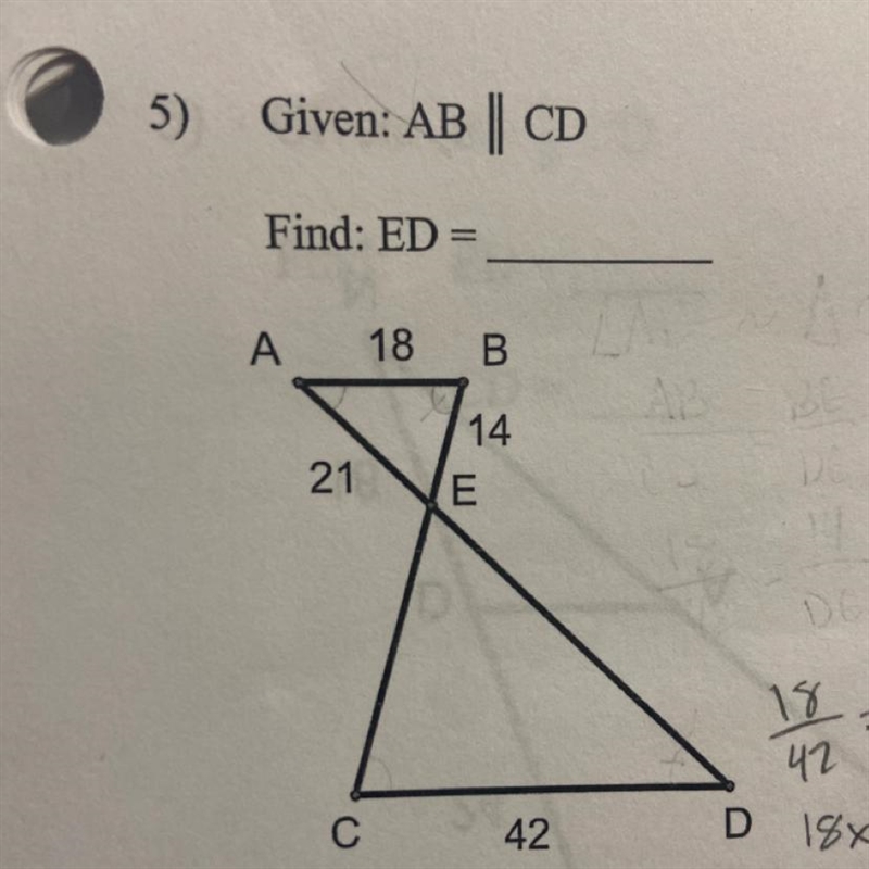 Given: AB || CE Find: ED-example-1