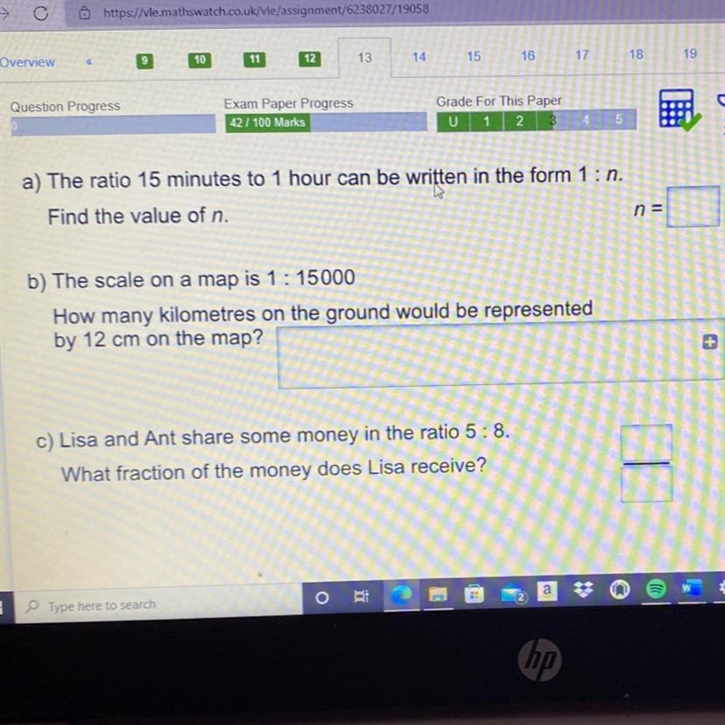 A) The ratio 15 minutes to 1 hour can be written in the form 1:n. Find the value of-example-1