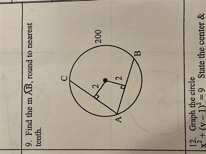 Find the m of arc AB, round to nearest tenth.-example-1