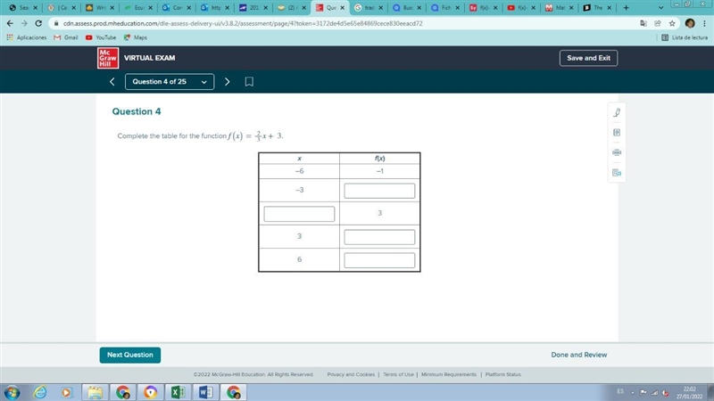 Completa la tabla para la función f(x)= 2 /3x+ 3. ayuda-example-1