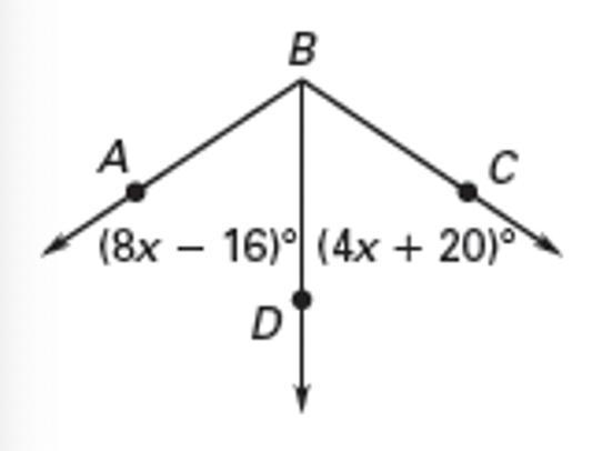 In the diagram, ray BD bisects \angle ABC∠ABC. Find m\angle ABCm∠ABC-example-1