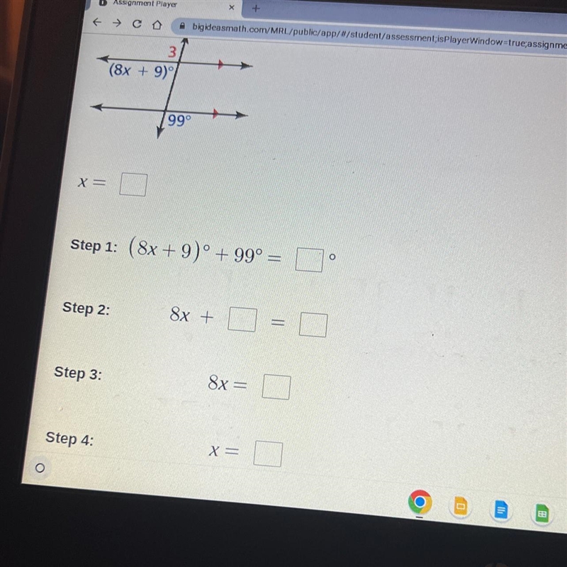 Find the value of x show your steps-example-1