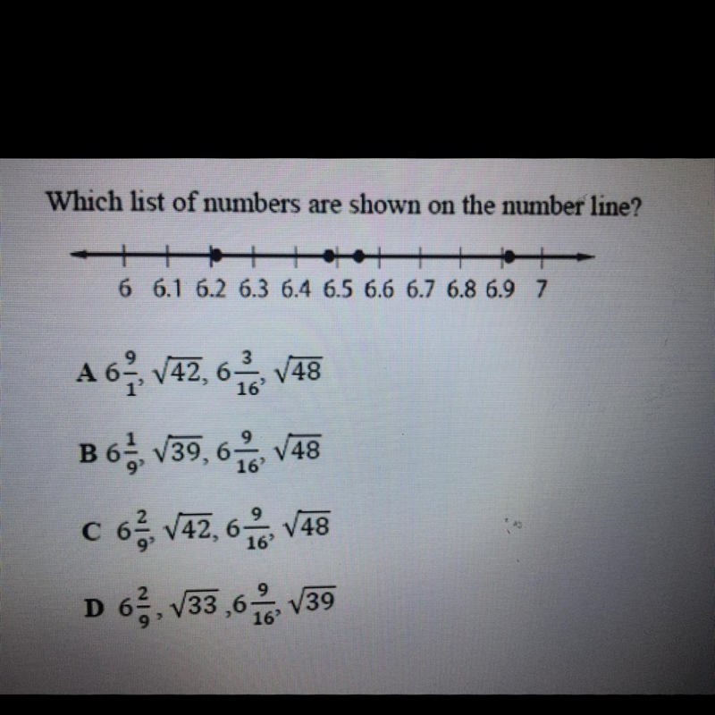 Which list of numbers are shown on the number line?-example-1