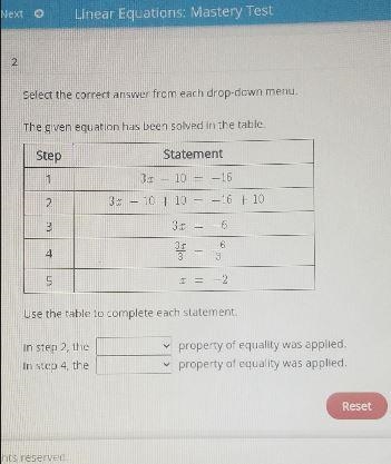 2. . Select the correct answer from each drop-down menu. The given equation has been-example-1