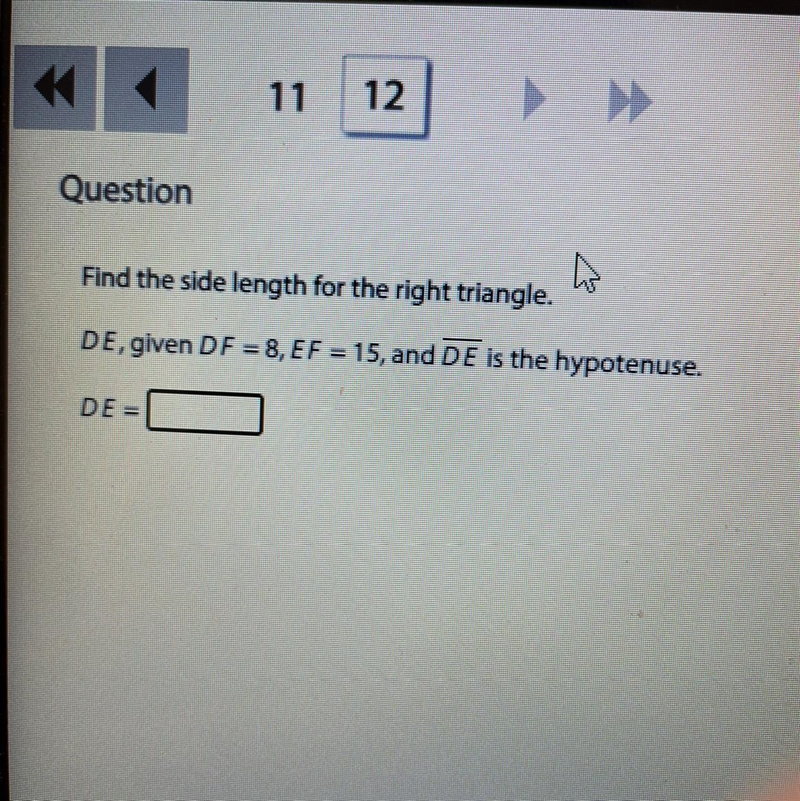 Please Help Find the side length for the right triangle-example-1