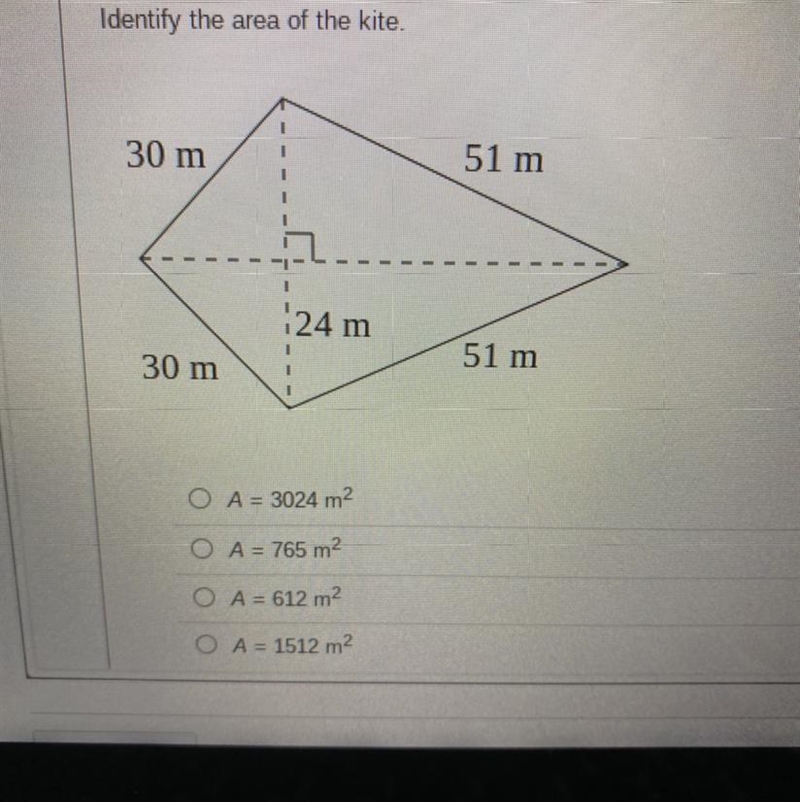 Identify the area of the kite-example-1